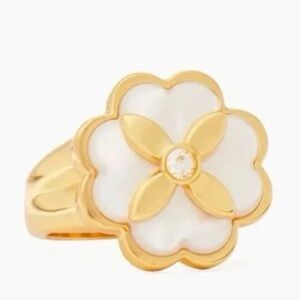 KATE SPADE Heritage Bloom Signet Ring ~ Signature Spade Logo Mother of Pearl